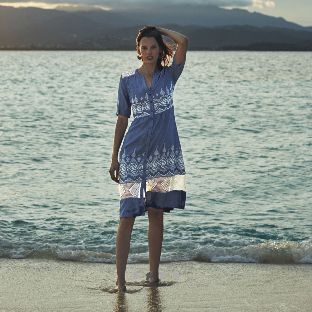 Anthropologie Embroidered‎ Waters Shirtdress size 2 NWT